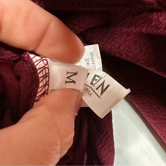 Shein EZwear Bell Sleeve Self-Tie Crop Top Burgundy  Size Medium - Picture 9 of 16